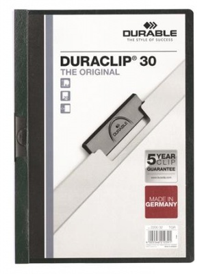 Gyorsfűző, klipes, A4, DURABLE "DURACLIP® 30", sötétzöld