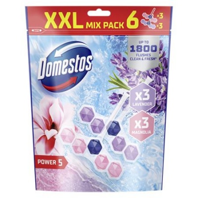 WC frissítő blokk, 6 db-os, DOMESTOS "Power 5", mangó és levendula